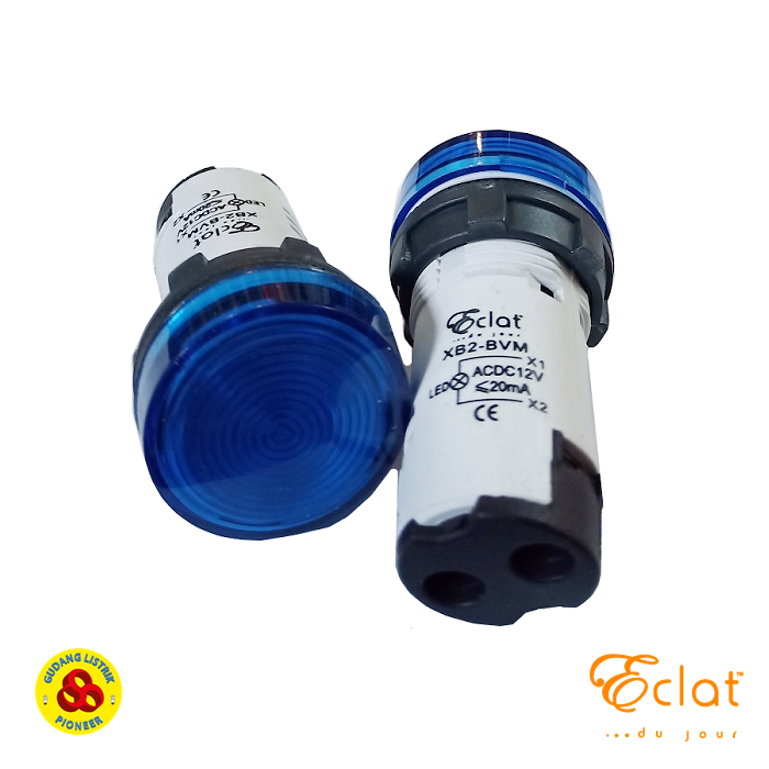 Jual Eclat Pilot Lamp LED 22mm 12V DC Panel LED Blue Indicator 22mm